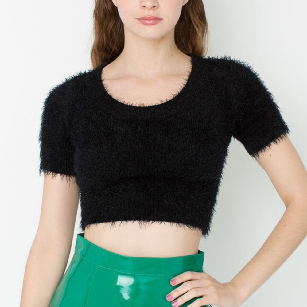 American Apparel black fuzzy top